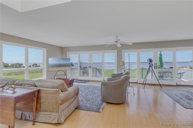 159 Fleeton Point Cir, Reedville, VA 22539 - living area featuring a ceiling fan and light wood finished floors