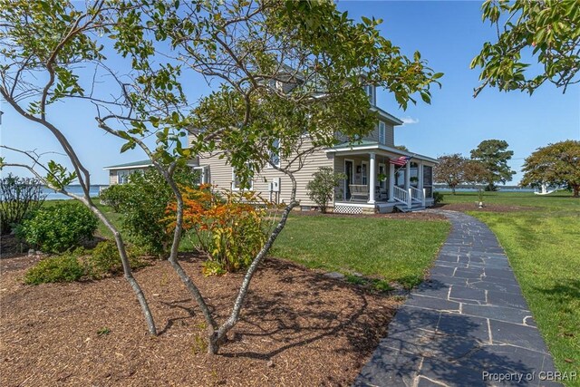 159 Fleeton Point Cir, Reedville, VA 22539 - view of front of property with a porch and a front lawn