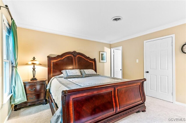 13710 Arrowood Ct, Midlothian, VA 23112 - bedroom featuring light colored carpet, ornamental molding, and baseboards