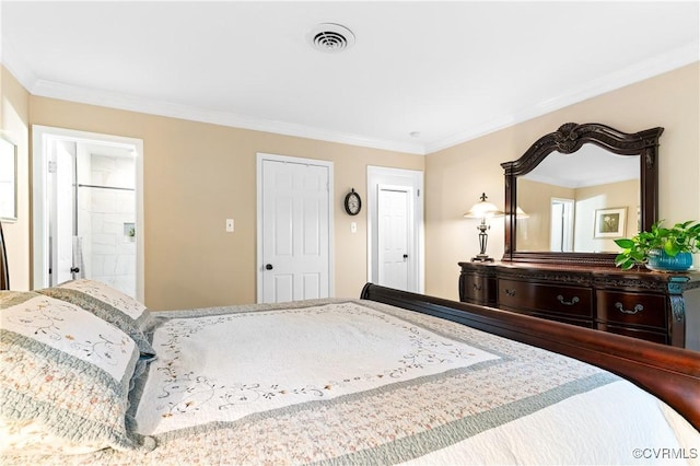 13710 Arrowood Ct, Midlothian, VA 23112 - bedroom with crown molding and connected bathroom