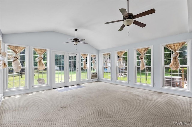 11911 Kilrenny Rd, Midlothian, VA 23113 - unfurnished sunroom with carpet, lofted ceiling, french doors, and cooling unit