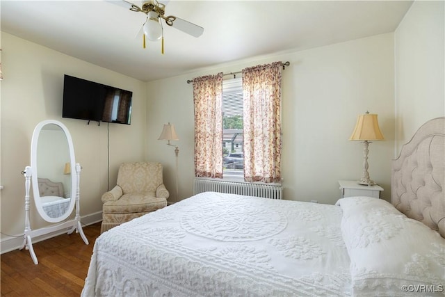 3513 Patrick Ave, Richmond, VA 23222 - bedroom featuring radiator, wood finished floors, baseboards, and a ceiling fan