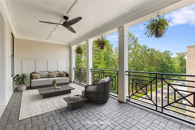 1702 Old Brick Rd Unit B, Glen Allen, VA 23060 - view of patio / terrace featuring ceiling fan, a balcony, and an outdoor living space
