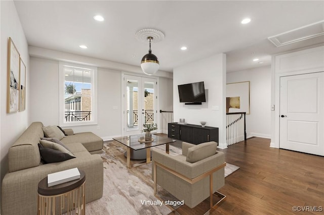 1702 Old Brick Rd Unit B, Glen Allen, VA 23060 - living room featuring recessed lighting, wood finished floors, and baseboards