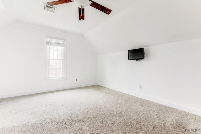 9214 Hunters Chase Dr, Mechanicsville, VA 23116 - bonus room featuring vaulted ceiling, carpet floors, baseboards, and a ceiling fan