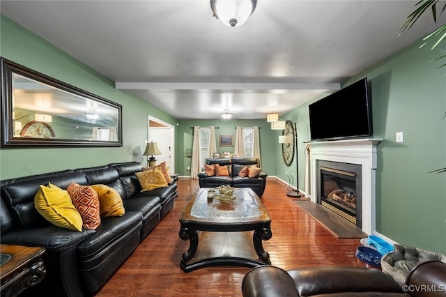 6207 Hackney Loop, Chesterfield, VA 23234 - living room with a glass covered fireplace, wood finished floors, and baseboards
