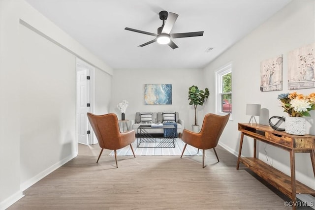 3207 Mark Rd, Richmond, VA 23234 - sitting room with ceiling fan, wood finished floors, baseboards, and a desk