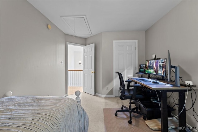 3724 Liberty Point Dr, Midlothian, VA 23112 - carpeted bedroom featuring attic access, baseboards, and a desk