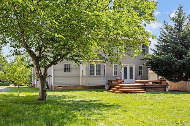 3724 Liberty Point Dr, Midlothian, VA 23112 - rear view of property featuring a wooden deck and french doors