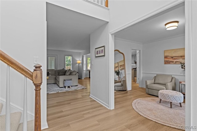 3724 Liberty Point Dr, Midlothian, VA 23112 - foyer entrance featuring stairway, light wood-style floors, baseboards, and ornamental molding