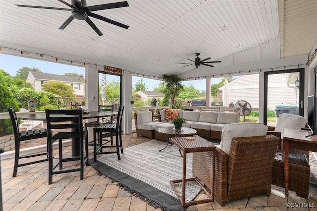 1146 Wicker Dr, Colonial Heights, VA 23834 - wooden deck featuring ceiling fan, an outdoor living space, and outdoor dining space