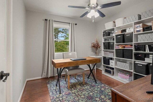 1146 Wicker Dr, Colonial Heights, VA 23834 - office featuring wood finished floors, ceiling fan, and baseboards