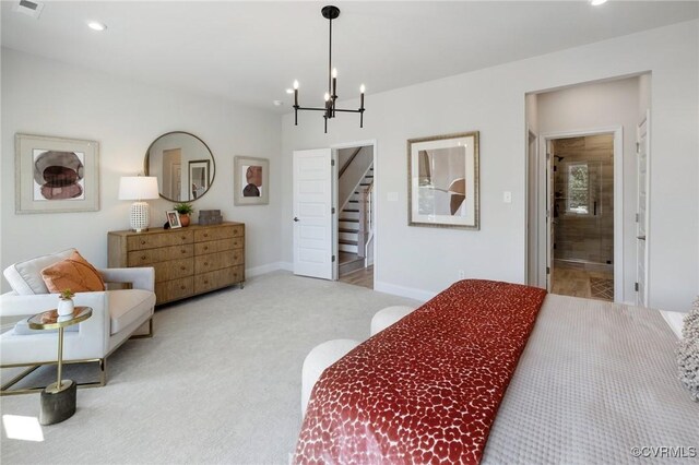 5429 Gillies Creek Mews, Henrico, VA 23231 - bedroom featuring carpet floors, recessed lighting, a chandelier, and baseboards
