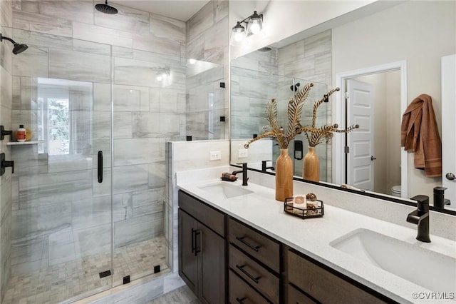 5429 Gillies Creek Mews, Henrico, VA 23231 - bathroom with a stall shower, double vanity, and toilet