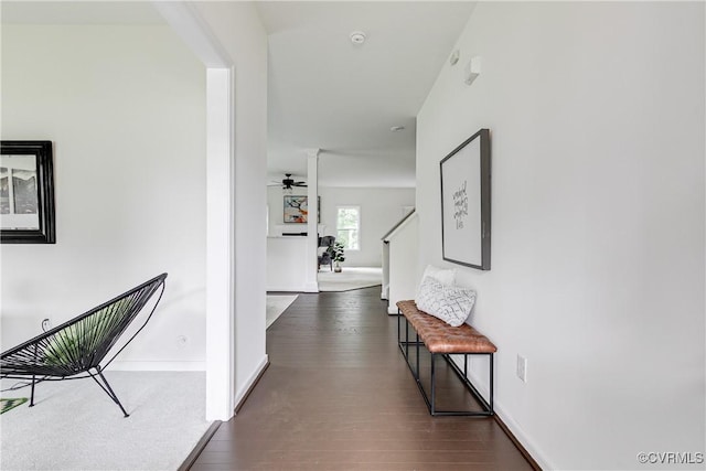 8412 Morocco Pl, Moseley, VA 23832 - hall featuring dark wood-style floors and stairs