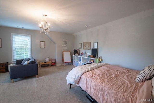 9604 Weston Ln, Henrico, VA 23238 - bedroom featuring carpet and a chandelier