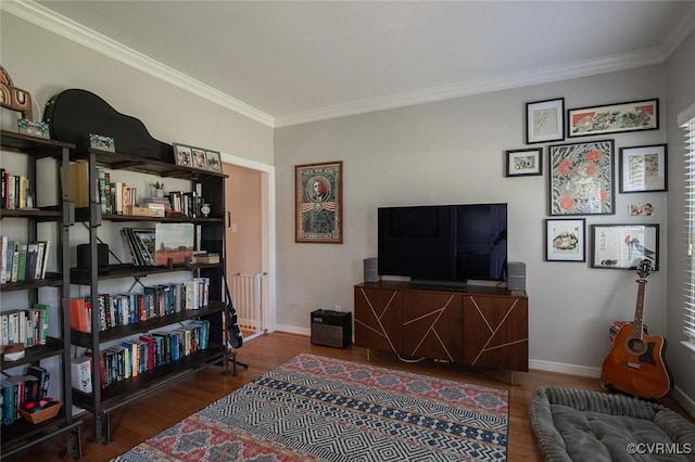 9604 Weston Ln, Henrico, VA 23238 - living area with crown molding, wood finished floors, and baseboards