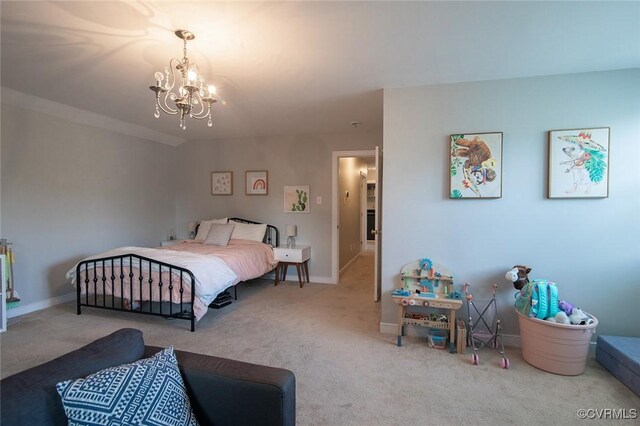9604 Weston Ln, Henrico, VA 23238 - bedroom with a chandelier, carpet, and baseboards