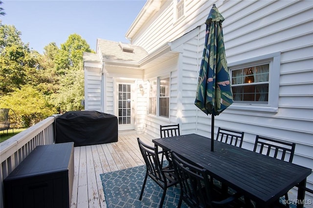 9604 Weston Ln, Henrico, VA 23238 - wooden terrace with outdoor dining space and grilling area