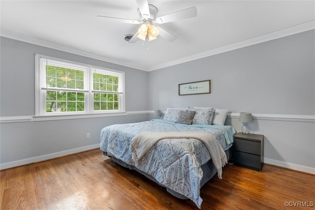 9140 Robin Ridge Dr, Hanover, VA 23116 - bedroom with ornamental molding, wood finished floors, baseboards, and a ceiling fan