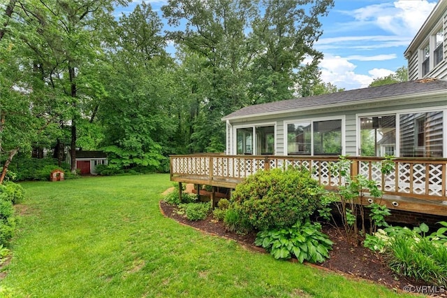 9140 Robin Ridge Dr, Hanover, VA 23116 - view of green lawn with a deck