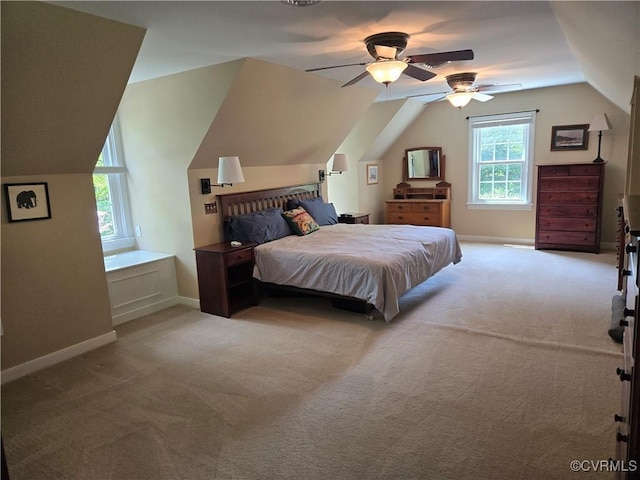 9701 Waterfowl Flyway, Chesterfield, VA 23838 - bedroom featuring vaulted ceiling, light carpet, baseboards, and a ceiling fan