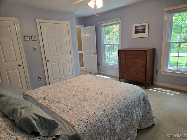 9701 Waterfowl Flyway, Chesterfield, VA 23838 - carpeted bedroom featuring baseboards, multiple windows, and a ceiling fan