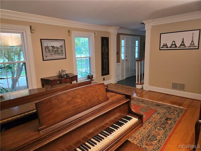 9701 Waterfowl Flyway, Chesterfield, VA 23838 - detailed view of ornamental molding, wood finished floors, decorative columns, and baseboards