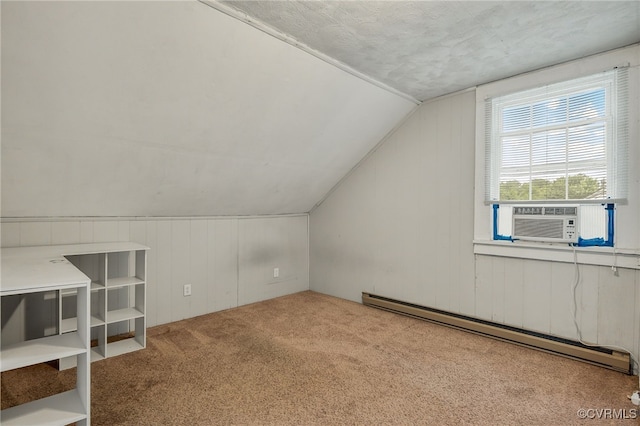 100 N Battery St, Henrico, VA 23075 - bonus room with a baseboard radiator, carpet floors, lofted ceiling, cooling unit, and wooden walls