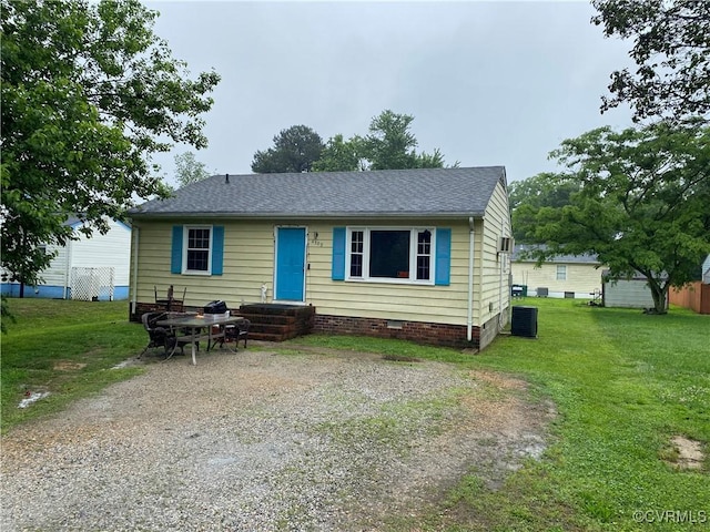 4309 4th St, Henrico, VA 23223 - view of front of home with a front lawn, crawl space, entry steps, a shingled roof, and driveway