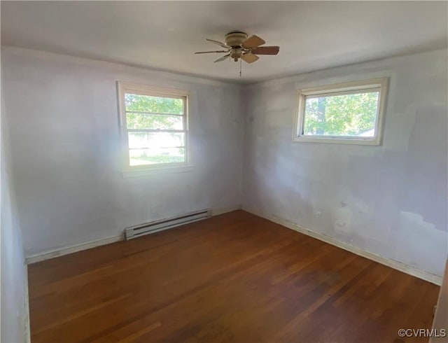 205 N Beech Ave, Henrico, VA 23075 - unfurnished room featuring baseboard heating, wood finished floors, and ceiling fan