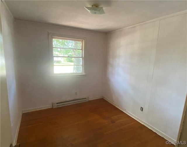 205 N Beech Ave, Henrico, VA 23075 - empty room with baseboard heating, wood finished floors, and baseboards