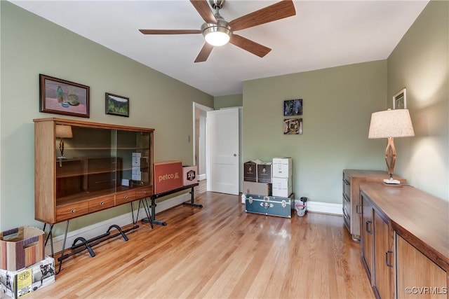 3429 Hanover Ave, Richmond, VA 23221 - office featuring a ceiling fan, light wood-type flooring, and baseboards