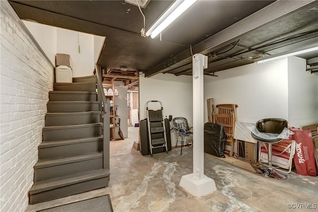 3429 Hanover Ave, Richmond, VA 23221 - finished below grade area with stairs and brick wall