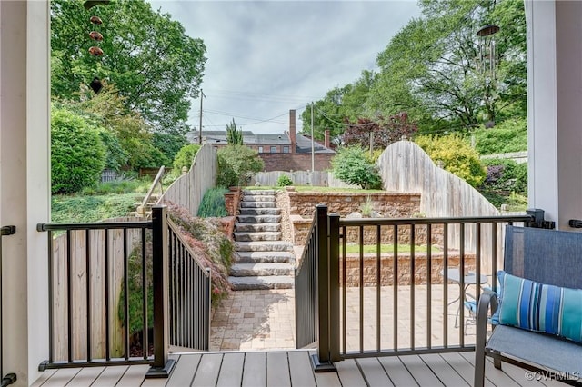 3429 Hanover Ave, Richmond, VA 23221 - wooden terrace with stairway