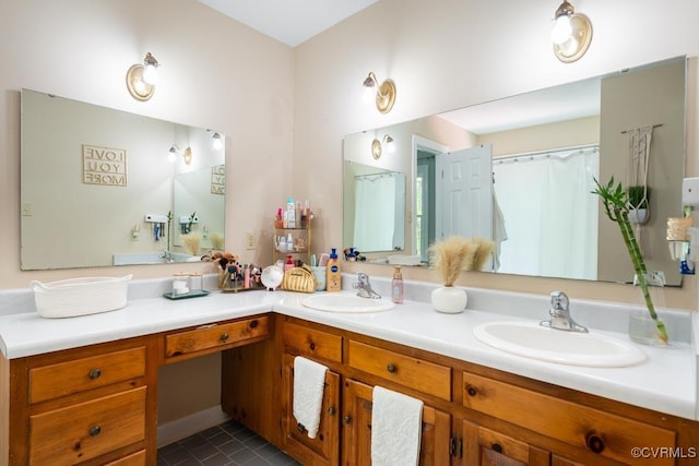 12601 W Patrick Henry Rd, Ashland, VA 23005 - bathroom with double vanity and tile patterned floors