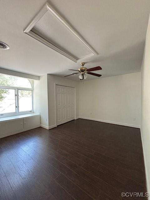 12513 Caitlin Cir, Henrico, VA 23233 - empty room with dark wood-style floors, ceiling fan, and attic access