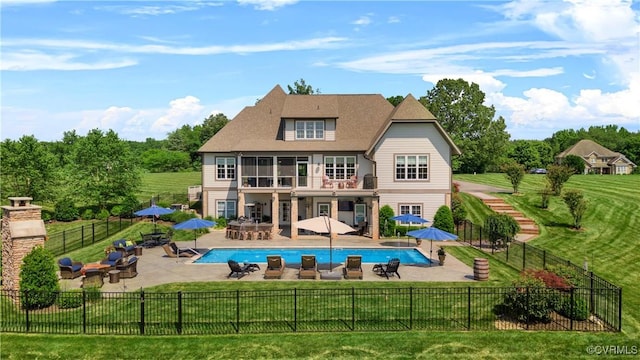 3397 Manor Oaks Dr, Powhatan, VA 23139 - rear view of property featuring a balcony, a patio, a fenced backyard, and outdoor dining space