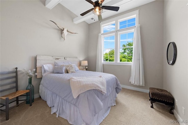 3397 Manor Oaks Dr, Powhatan, VA 23139 - carpeted bedroom with beam ceiling and a ceiling fan
