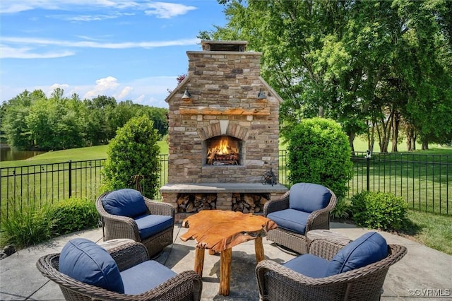 3397 Manor Oaks Dr, Powhatan, VA 23139 - view of patio / terrace with an outdoor stone fireplace