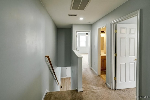 3107 Q St, Richmond, VA 23223 - hall featuring an upstairs landing and light colored carpet