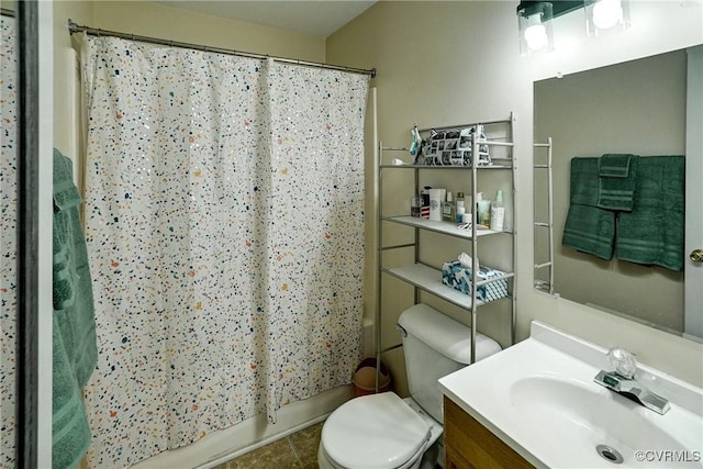 3107 Q St, Richmond, VA 23223 - bathroom featuring vanity, toilet, shower / bathtub combination with curtain, and tile patterned flooring