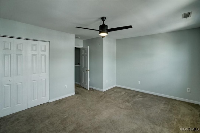3107 Q St, Richmond, VA 23223 - unfurnished bedroom with carpet floors, a closet, and a ceiling fan