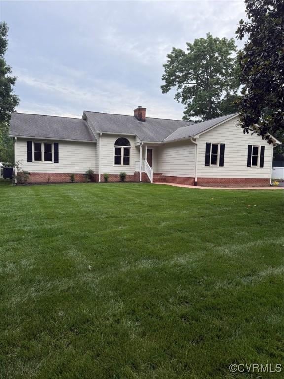 12605 Long Branch Ct, Chesterfield, VA 23832 - ranch-style home featuring a front yard and a chimney