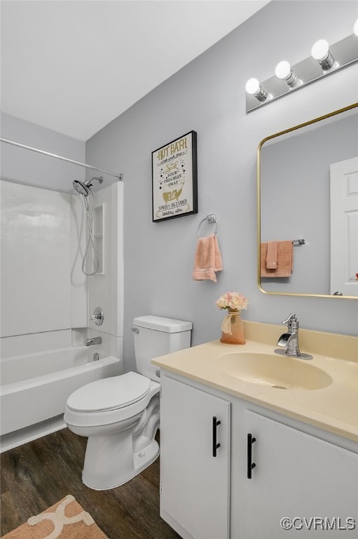 1417 Sycamore Mews Cir, Midlothian, VA 23113 - bathroom featuring vanity, wood finished floors, and shower / bath combination