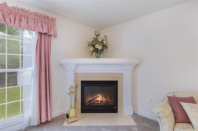 160 Walnut Ridge Dr, Stafford, VA 22556 - detailed view of carpet floors, a tile fireplace, and baseboards