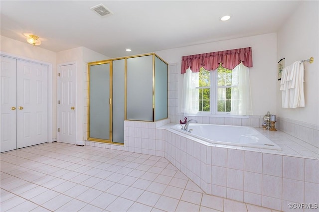160 Walnut Ridge Dr, Stafford, VA 22556 - bathroom with a bath, tile patterned flooring, a stall shower, and recessed lighting