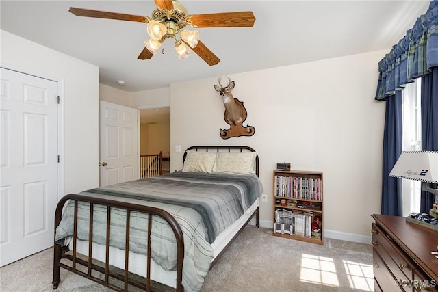 160 Walnut Ridge Dr, Stafford, VA 22556 - bedroom with light carpet, baseboards, and a ceiling fan