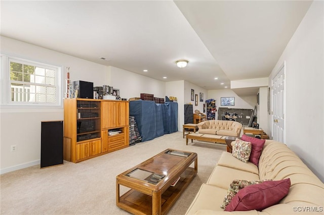160 Walnut Ridge Dr, Stafford, VA 22556 - living area with light carpet, recessed lighting, and baseboards