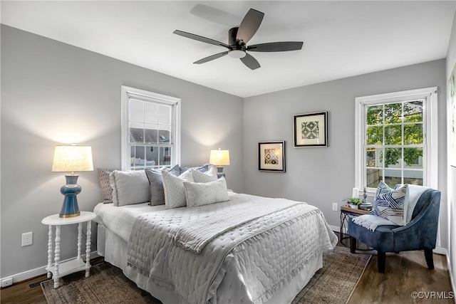 2505 Winston Ct, Glen Allen, VA 23060 - bedroom featuring dark wood-style floors, baseboards, and a ceiling fan